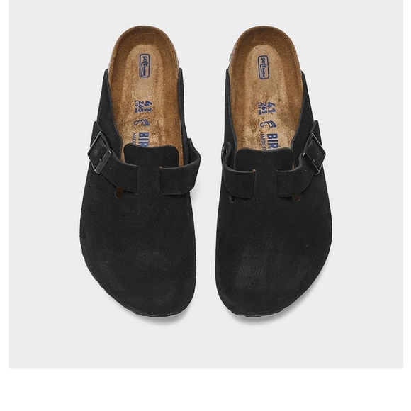 NIB MEN'S BIRKENSTOCK BOSTON SOFT FOOTBED CLOGS BLACK SIZE EU 46 - Picture 2 of 7